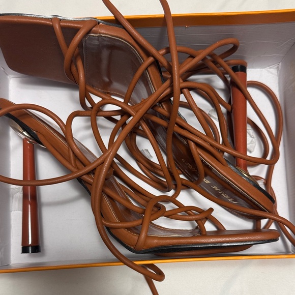 Public Desire Shoes - Public Desire Brown Strappy Heels